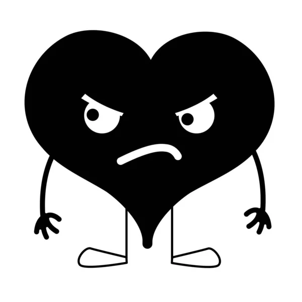 Kontur Kızgın Kalp Tutku Kawaii Kollar Bacaklar Vektör Çizim Ile — Stok Vektör