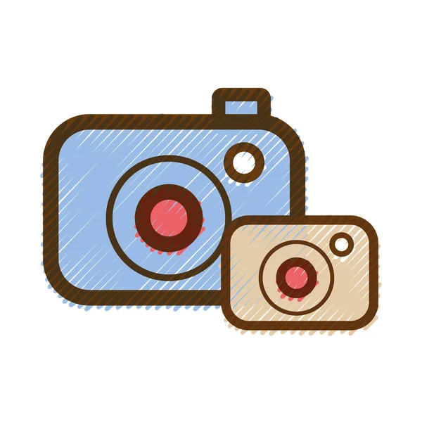 Grated Digital Cameras Technology Object Photograph Vector Illustration — Stock Vector