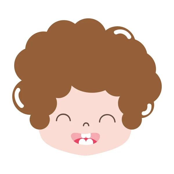 Full Color Boy Head Curly Hair Smile Face Vector Illustration — Stock Vector