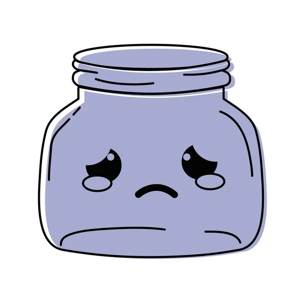 Couleur Pleurer Maçon Verre Kawaii Dessin Animé Vectoriel Illustration — Image vectorielle