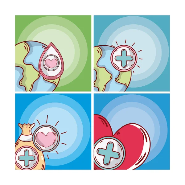 集献血卡卡通矢量插图平面设计 — 图库矢量图片