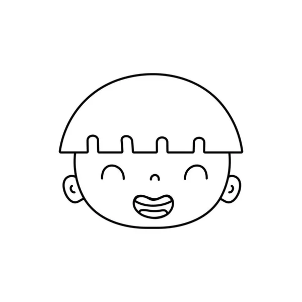 Línea Sonrisa Avatar Chico Cara Con Peinado Vector Ilustración — Vector de stock