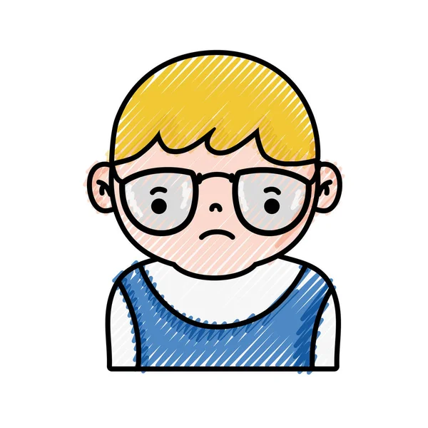 Geriebener Avatar Junge Mit Shirt Und Frisur Vektor Illustration — Stockvektor