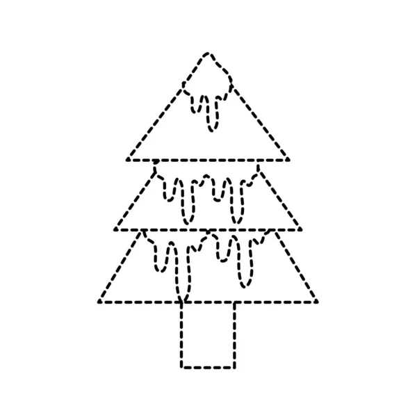 Естественная Сосна Векторным Рисунком Снега — стоковый вектор