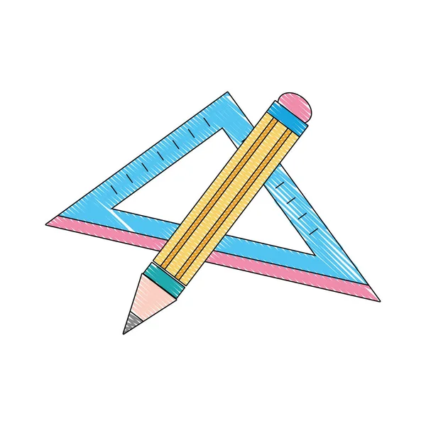 Grated Square Ruler Pencil School Tools Vector Illustration — Stock Vector