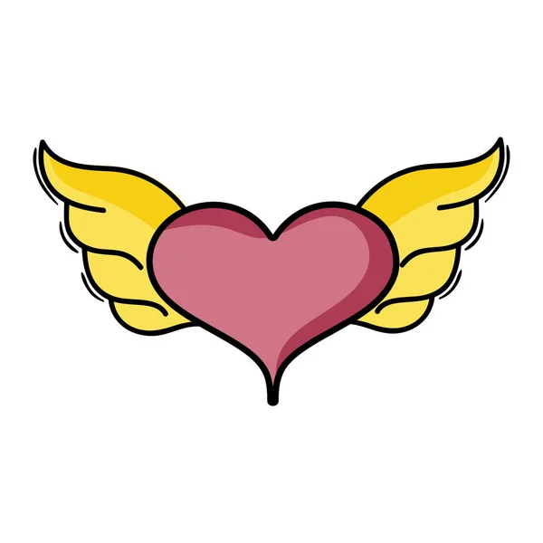 Serce Skrzydłami Symbol Miłości Wektor Ilustracja — Wektor stockowy