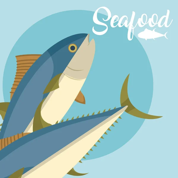 Peces Sobre Fondo Azul Vector Ilustración Diseño Gráfico — Vector de stock