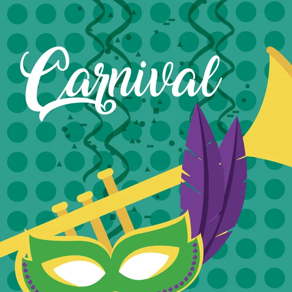 Carnaval Com Máscara Vetor Confeti Ilustração Design Gráfico —  Vetores de Stock