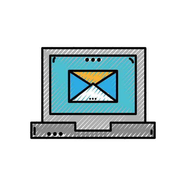 Τριμμένο Ηλεκτρονικού Ταχυδρομείου Μήνυμα Κειμένου Μέσα Φορητό Υπολογιστή Τεχνολογία Εικονογράφηση — Διανυσματικό Αρχείο