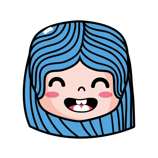 Mädchen Kopf Mit Frisur Und Lächeln Gesicht Vektor Illustration — Stockvektor