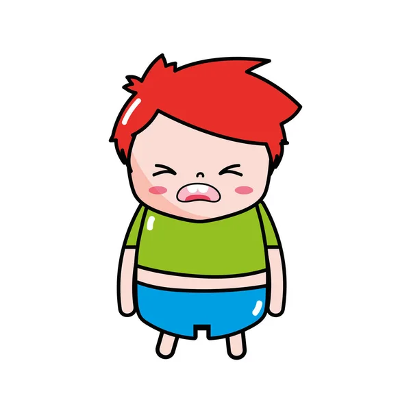 Niño Con Diseño Peinado Lástima Cara Vector Ilustración — Vector de stock