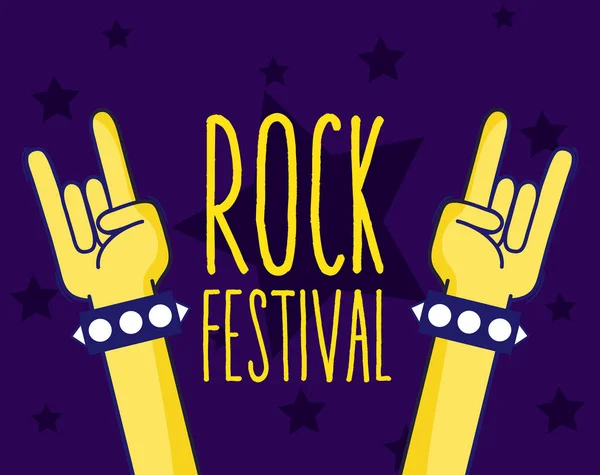 Rukou Rock Festival Znamení Cartooon Vektorové Ilustrace Grafický Design — Stockový vektor