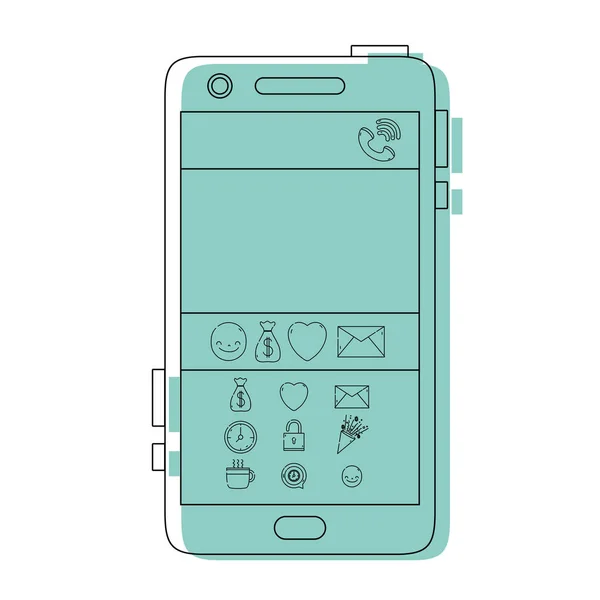 Tecnologia Smartphone Cor Com Bate Papo Emojis Design Vetor Ilustração —  Vetores de Stock