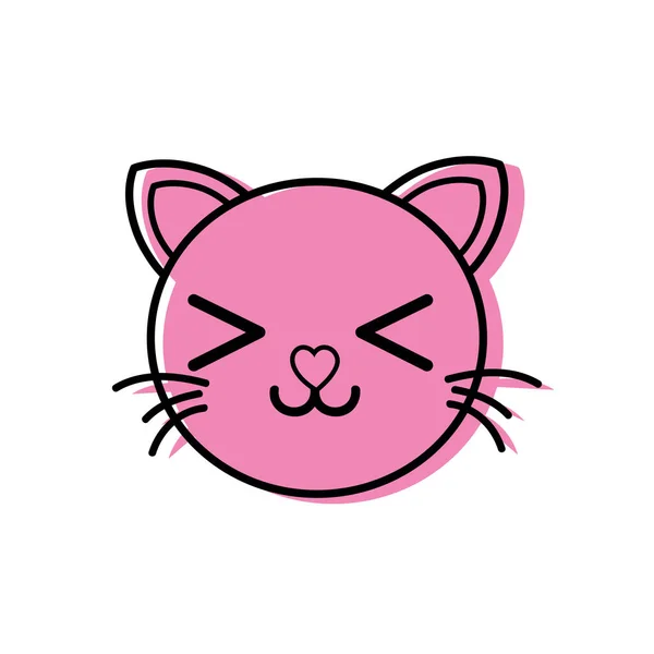 色笑顔猫頭のかわいい動物のベクトル図 — ストックベクタ