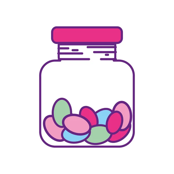 Candy Almonds Dessert Crystal Jar Vector Illustration — Stock Vector