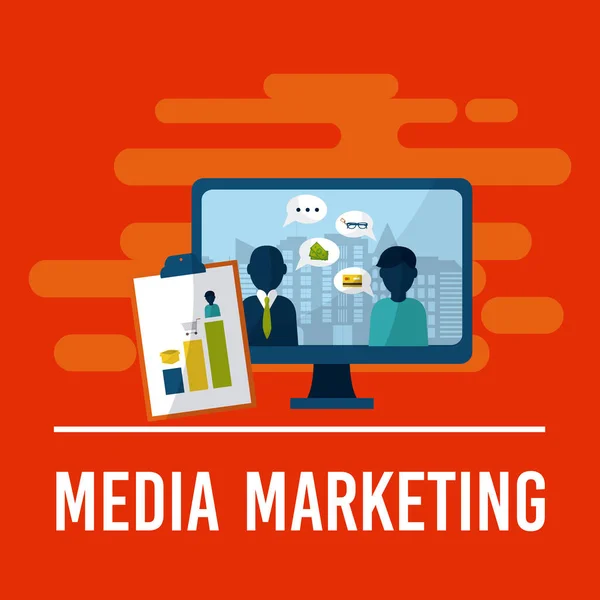 Média Marketing Technológiai Eszközök Vektoros Illusztráció Grafikus — Stock Vector