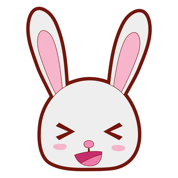 Line Color Happy Rabbit Head Wild Animal Vector Illustration — Stock Vector