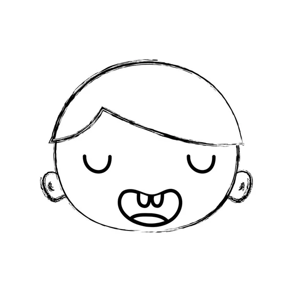 Figura Divertida Cara Niño Avatar Con Ilustración Vector Pelo — Vector de stock