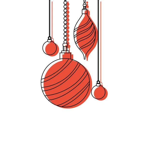 Цветные Овальные Круговые Шарики Висит Украшение Рождественские Векторные Иллюстрации — стоковый вектор