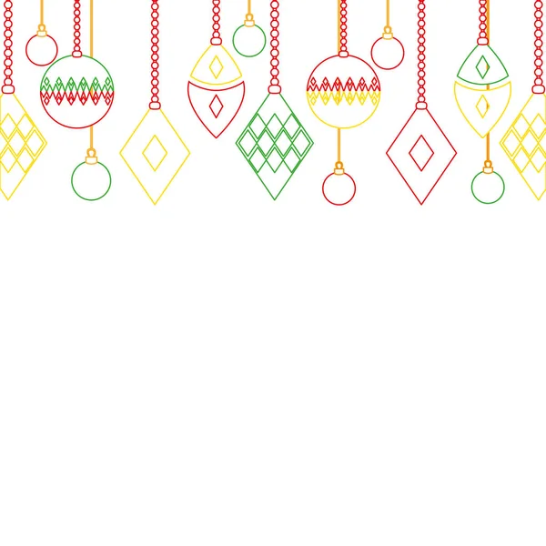 Кольорова Лінія Відрізняє Кульки Висять Прикраси Різдво Векторні Ілюстрації — стоковий вектор