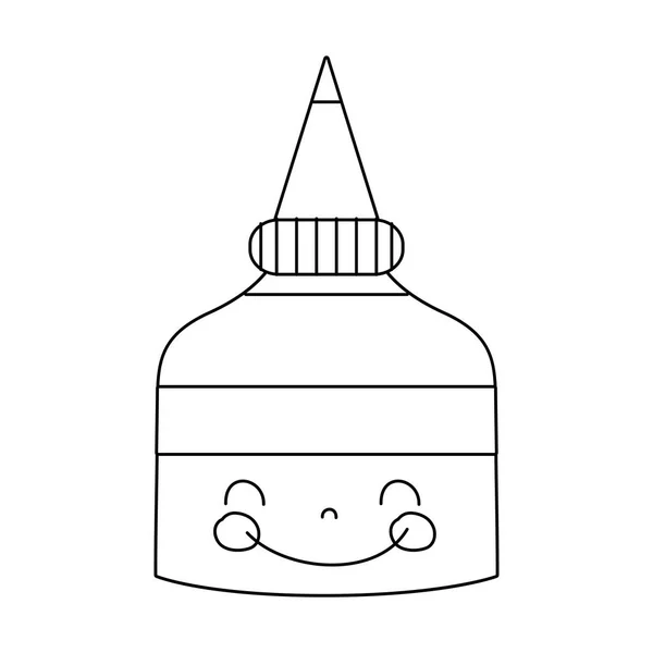 Vonal Kawaii Aranyos Boldog Ragasztó Üveg Vektoros Illusztráció — Stock Vector