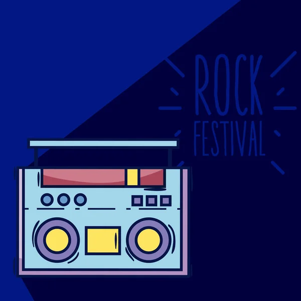 Radio Estéreo Rock Festival Dibujos Animados Vector Ilustración Diseño Gráfico — Vector de stock