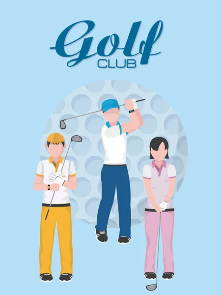 Golf Spelers Team Bal Achtergrond Vector Illustratie Grafisch Ontwerp — Stockvector