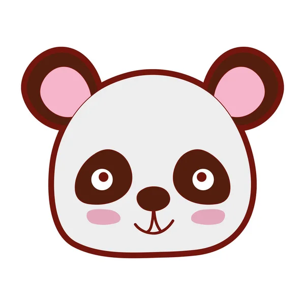 Linie Farbe Glücklich Panda Kopf Wild Tier Vektor Illustration — Stockvektor