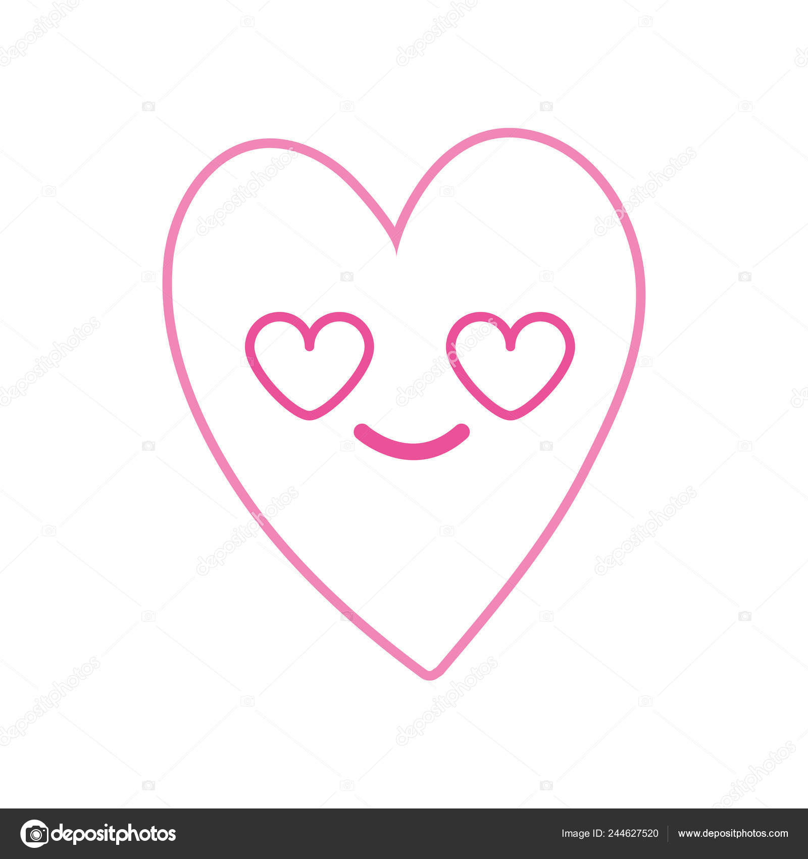 Ligne Couleur Mignon Amour Coeur Kawaii Dessin Anime Vectoriel Illustration Image Vectorielle Par Stockgiu C Illustration