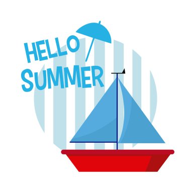 Merhaba Yaz Yelkenli vektör çizim grafik tasarım