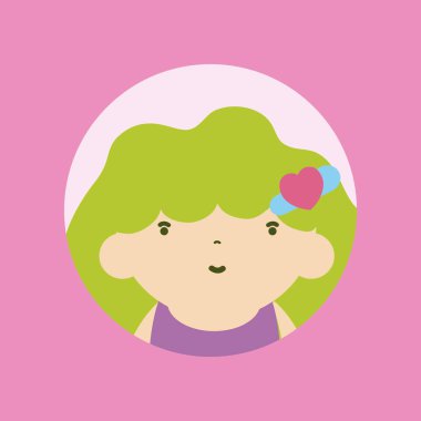 Sevimli kız avatar çizgi film vektör çizim grafik tasarım