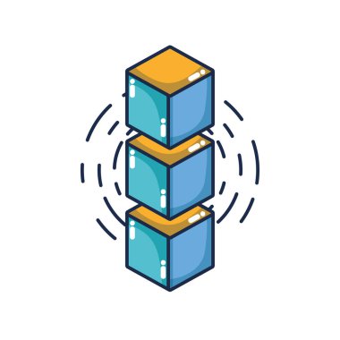 Geometrik ve soyut tema izole tasarım vektör çizim şeklini küp