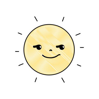 rendelenmiş rogue ve sevimli güneş kawaii hava vektör çizim