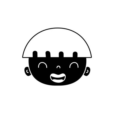 kontur gülümseme avatar çocuk yüz saç modeli vektör çizim ile