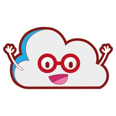 çizgi rengi neşeli doğal bulut hava kawaii vektör çizim