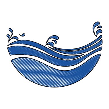 rendelenmiş simgesi Şekil dalga ve mavi okyanus vektör çizim