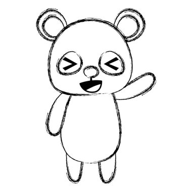 Grunge şirin ve neşeli panda vahşi hayvan vektör çizim