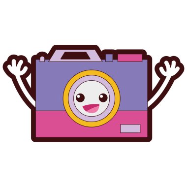 çizgi renk mutlu kamera teknolojisi kawaii silah ile vektör çizim