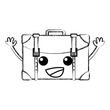 Şekil mutlu seyahat sırt çantası kawaii silah vektör çizim ile