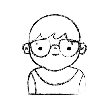 Şekil avatar çocuk t-shirt ve saç modeli tasarım vektör çizim ile