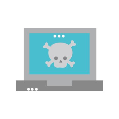 dansçı kafatası kemikleri dikkat dizüstü bilgisayar teknoloji vektör çizim içinde