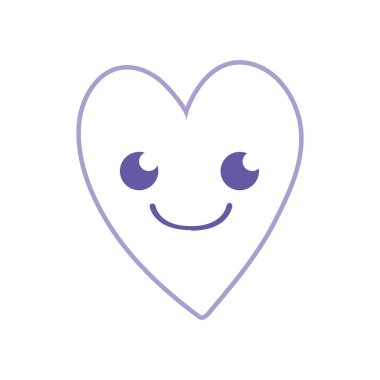 renkli, güzel gülümseme kalp kawaii karikatür vektör çizim