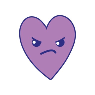 tam renkli sevimli kızgın kalp kawaii karikatür vektör çizim