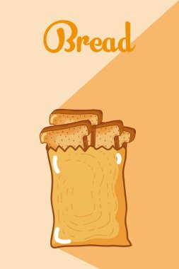 Ekmek torba renkli arka plan üzerinde resimde grafik tasarım vektör