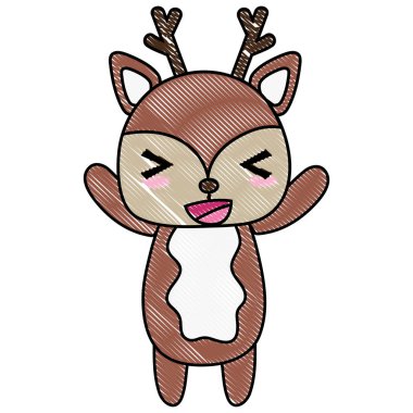 rendelenmiş şirin ve neşeli geyik vahşi hayvan vektör çizim