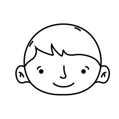 Avatar çocuk kafa saç modeli tasarım vektör çizim ile satır