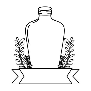 uzun mason kavanoza şube ve şerit vektör çizim ile satır