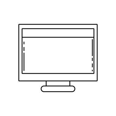 çizgi bilgisayar teknolojisi ile ekran ve webside tasarım vektör çizim