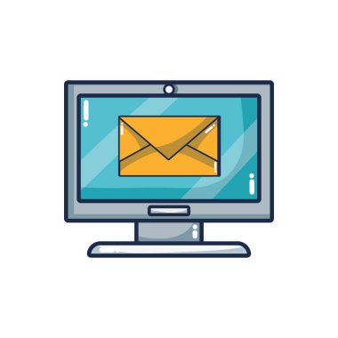 Bilgisayar aygıtı araç teknolojisi ve elektronik Tema izole tasarım vektör çizim