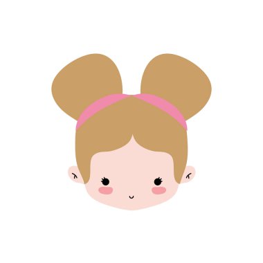 Kız kafasını iki buns saç tasarımı ile illüstrasyon vektör